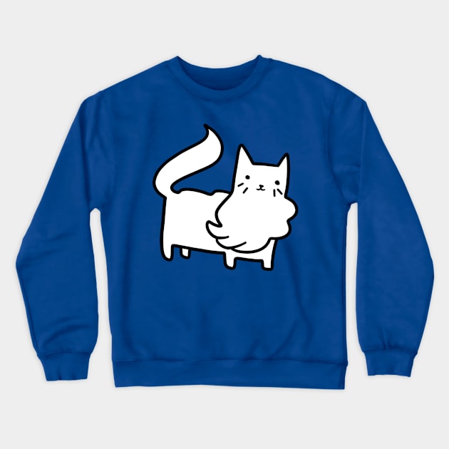 Bearded White Cat Crewneck Sweatshirt by saradaboru